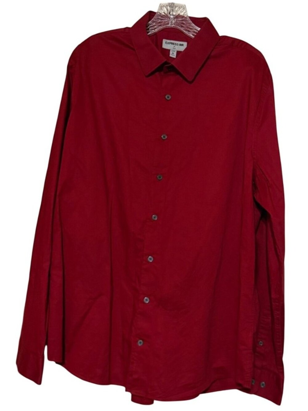 Men's Express Red Slim Fit Button-Down 100% Cotton Shirt Size XL (17/17.5)-READ